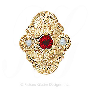 GS341 G/PL - 14 Karat Gold Slide with Garnet center and Pearl accents 